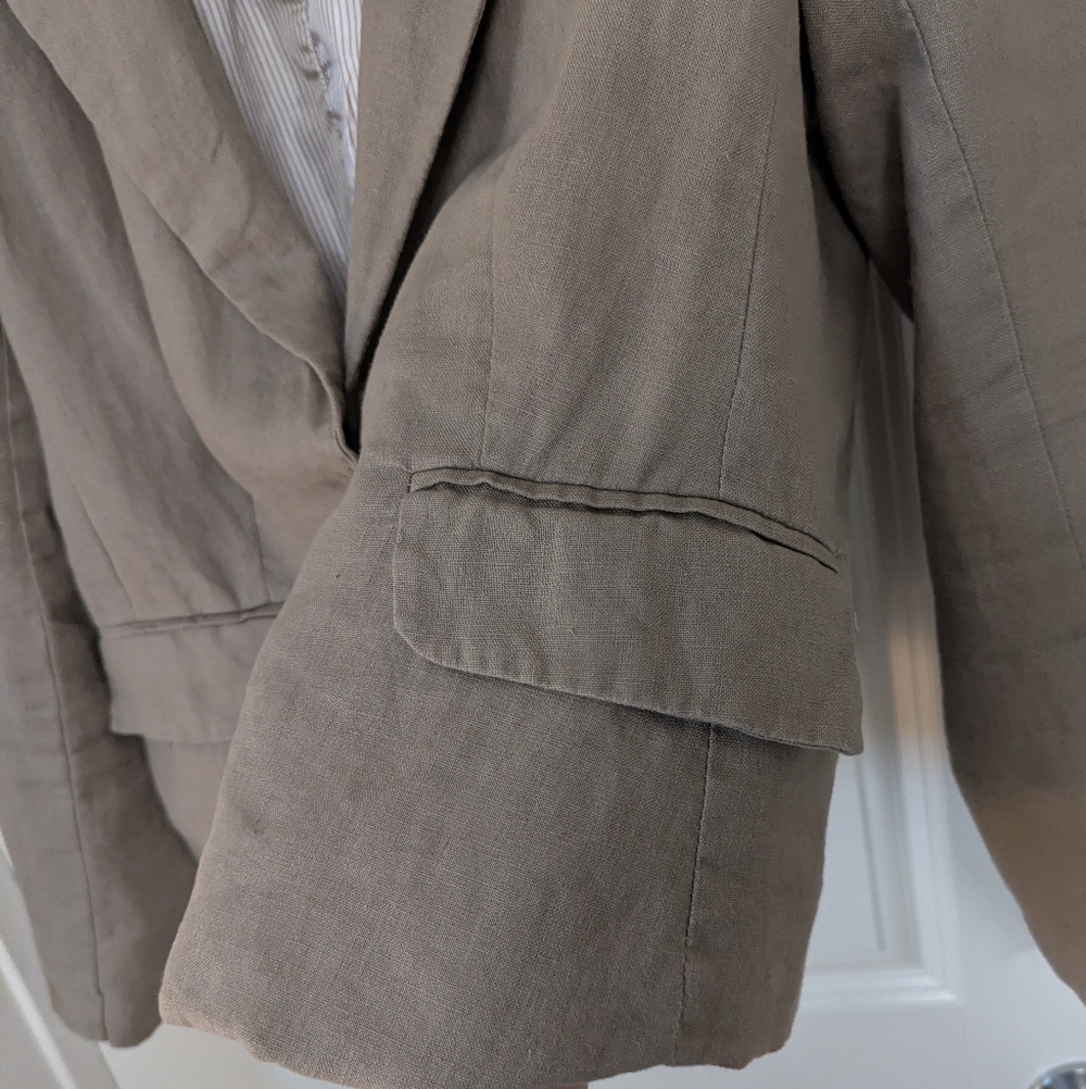 Taupe Women's 100% Linen Blazer Size Large - Picture 3 of 8